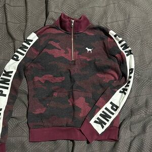 Pink Small Camouflage Zip Sweatshirt
